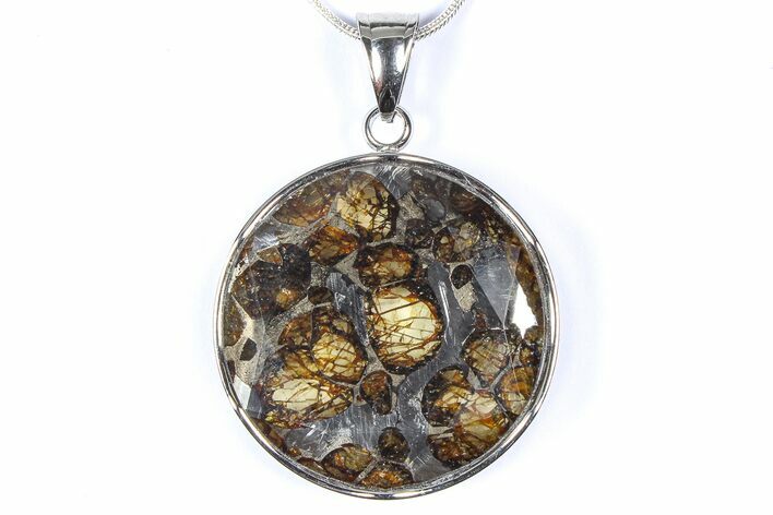 Sericho Pallasite Round Meteorite Pendant - Kenya #380565